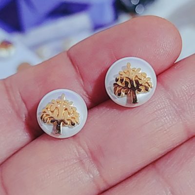 ARETES FONDO PERLA ARBOL DE LA VIDA