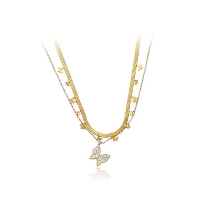 C120 COLLAR DOBLE BUTTERFLY CRISTAL